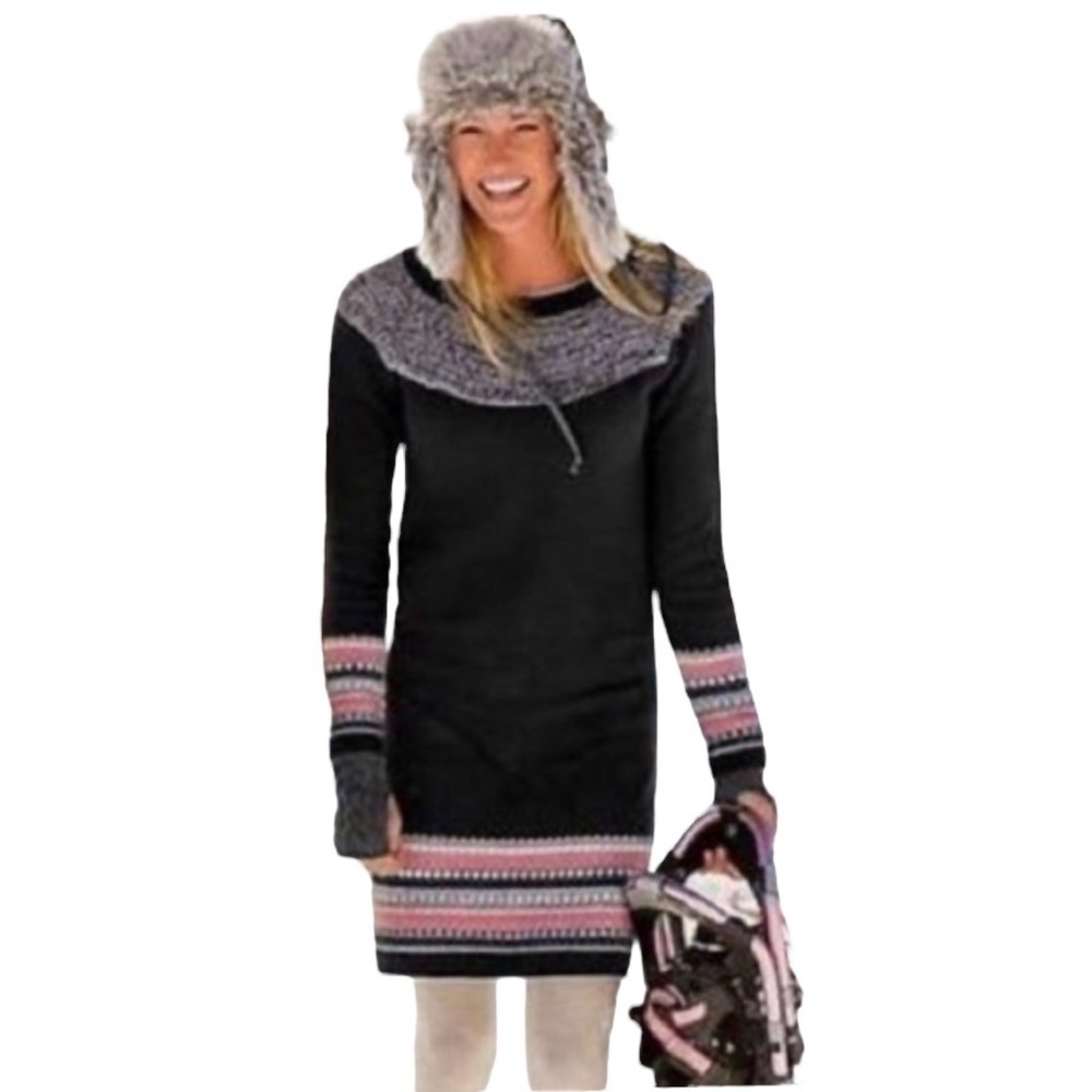 ATHLETA Nordic Fair Isle Knit Sweater Dress Cashmere Blend Size S